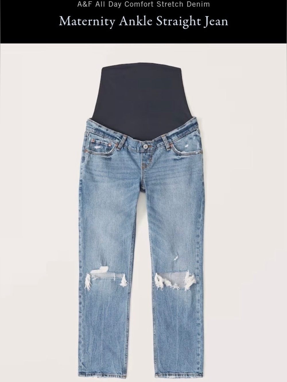 Abercrombie A&F All Day Comfort Stretch Denim Maternity Ankle Straight Jean